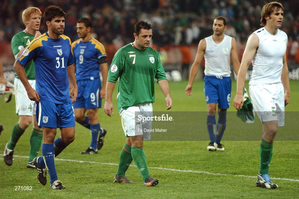 17 October 2007; Andy Reid, and Kevin Kilbane, Republic of Ireland, at the end of the game. 2008 European Championship Qualifier, Republic of Ireland v Cyprus, Croke Park, Dublin. Picture credit; David Maher / SPORTSFILE