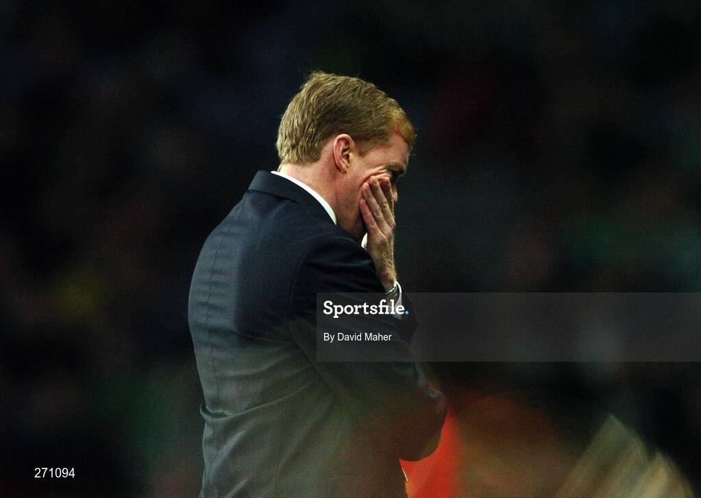 17 October 2007; Republic of Ireland manager Stephen Staunton reacts during the game. 2008 European Championship Qualifier, Republic of Ireland v Cyprus, Croke Park, Dublin. Picture credit; David Maher / SPORTSFILE