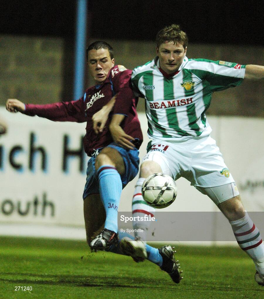 19 October 2007; Deis Behan, Cork City, in action against Graham Gartland, Drogheda United. eircom League of Ireland Premier Division, Drogheda United v Cork City, United Park, Drogheda. Picture credit; Paul Mohan / SPORTSFILE
