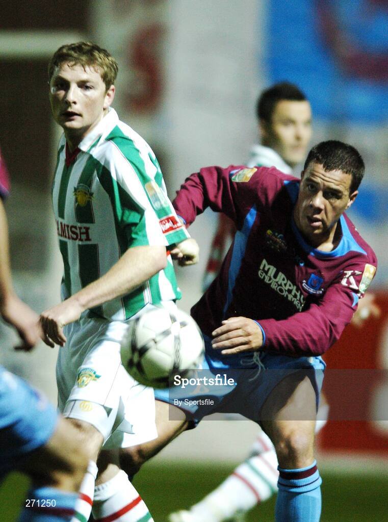 19 October 2007; Graham Gartland, Drogheda United, in action against Denis Behan, Cork City. eircom League of Ireland Premier Division, Drogheda United v Cork City, United Park, Drogheda. Picture credit; Paul Mohan / SPORTSFILE