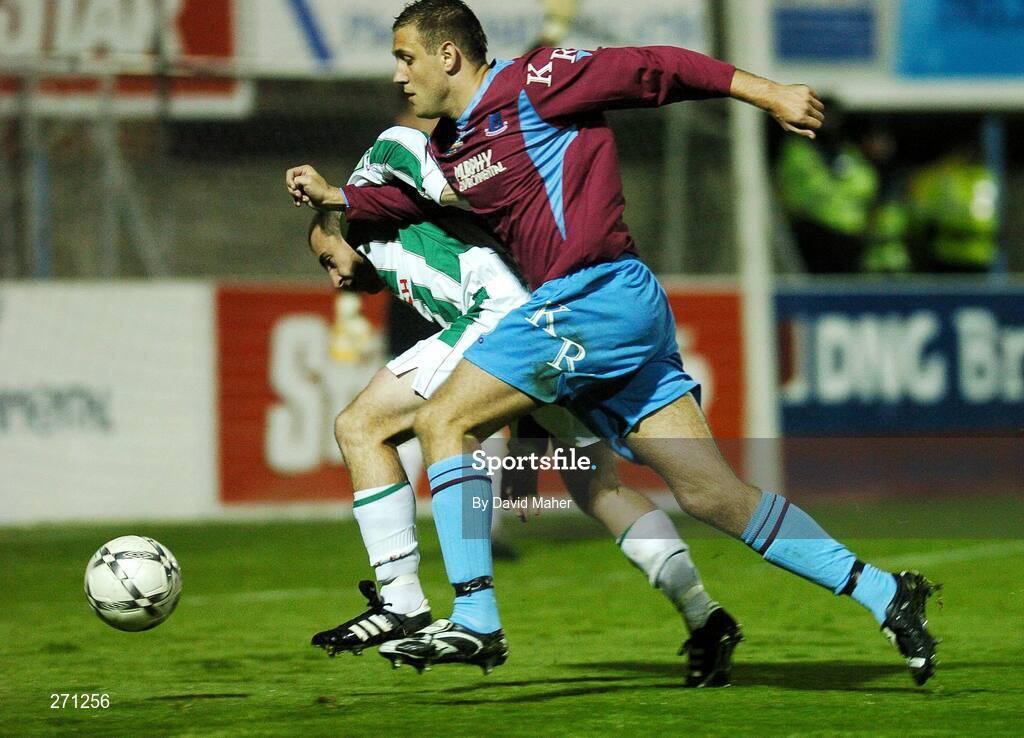 19 October 2007; Guy BatesDrogheda United, in action against Neal Horgan, Cork City. eircom League of Ireland Premier Division, Drogheda United v Cork City, United Park, Drogheda. Picture credit; David Maher / SPORTSFILE