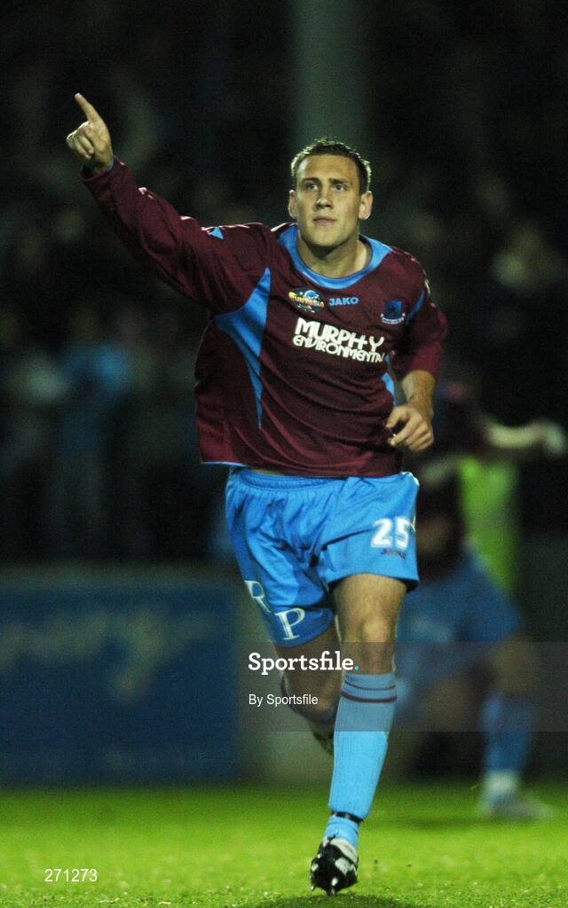 19 October 2007; Drogheda United's Guy Bates celebrates after scoring his side's second goal against. eircom League of Ireland Premier Division, Drogheda United v Cork City, United Park, Drogheda. Picture credit; Paul Mohan / SPORTSFILE