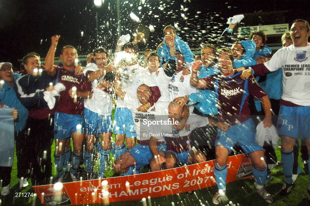 19 October 2007; Drogheda United players celebrate at the end of the game. eircom League of Ireland Premier Division, Drogheda United v Cork City, United Park, Drogheda. Picture credit; David Maher / SPORTSFILE