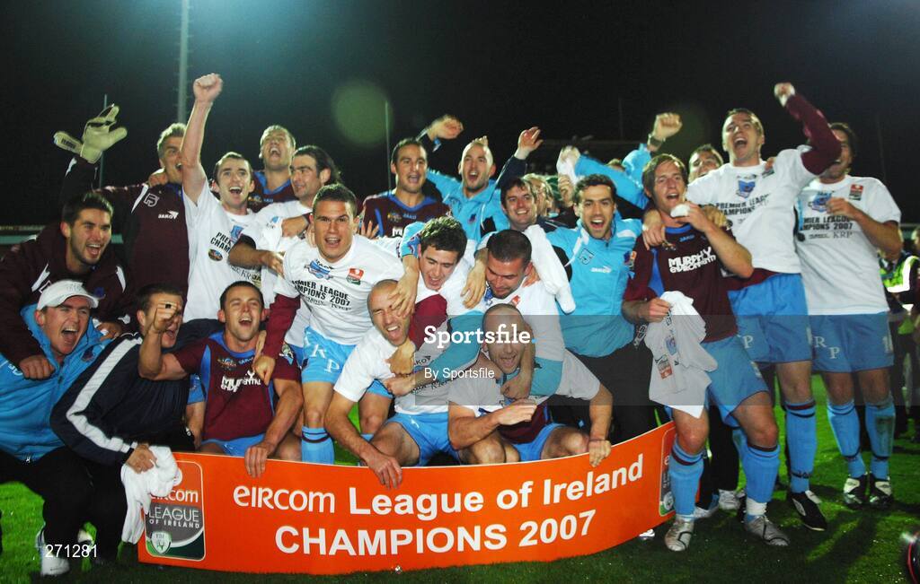 19 October 2007; Drogheda United celebrate at the end of the game. eircom League of Ireland Premier Division, Drogheda United v Cork City, United Park, Drogheda. Picture credit; Paul Mohan / SPORTSFILE