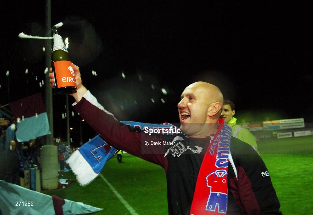19 October 2007; Drogheda United manager Paul Doolin celebrates at the end of the game. eircom League of Ireland Premier Division, Drogheda United v Cork City, United Park, Drogheda. Picture credit; David Maher / SPORTSFILE