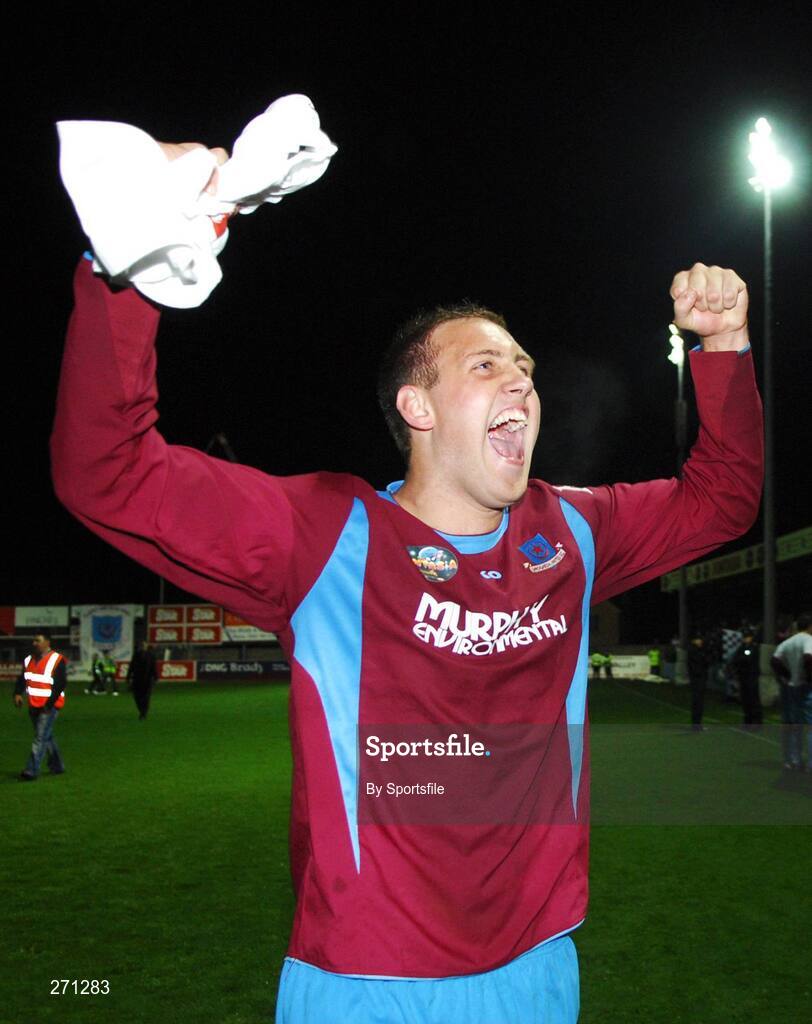 19 October 2007; Drogheda United's Guy Bates celebrates at the end of the game. eircom League of Ireland Premier Division, Drogheda United v Cork City, United Park, Drogheda. Picture credit; Paul Mohan / SPORTSFILE