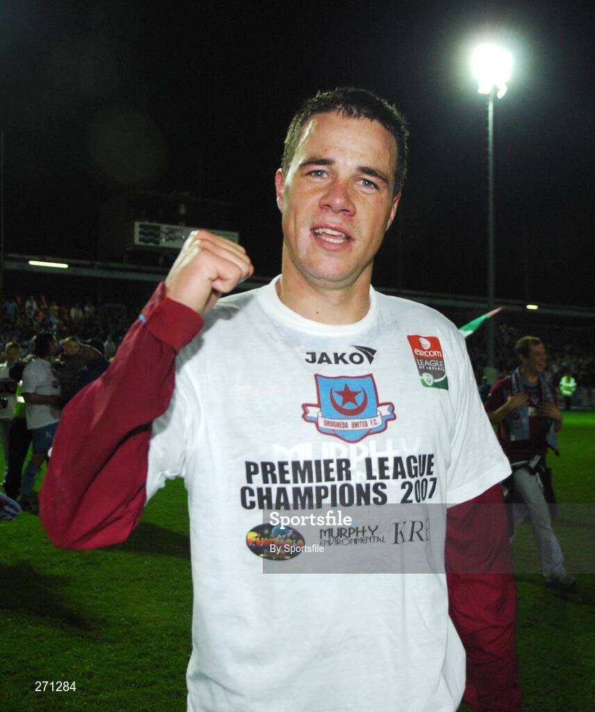 19 October 2007; Drogheda United's Graham Gartland celebrates at the end of the game. eircom League of Ireland Premier Division, Drogheda United v Cork City, United Park, Drogheda. Picture credit; Paul Mohan / SPORTSFILE
