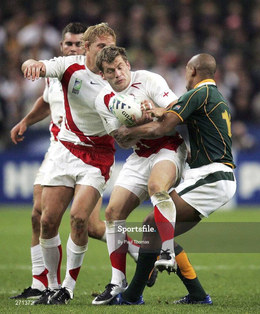 20 October 2007; Mark Cueto, England, Is tackled by JP Pietersen, South Africa. Rugby World Cup Final, South Africa v England,Stade de France, Paris. Picture credit; Paul Thomas / SPORTSFILE
