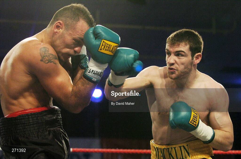 20 October 2007; England's Matthew Macklin, right, in action against Alessio Furlan, Italy. Hunky Dorys Fight Night, Matthew Macklin v Alessio Furlan, International Middleweight contest, National Stadium, Dublin. Picture credit; David Maher / SPORTSFILE