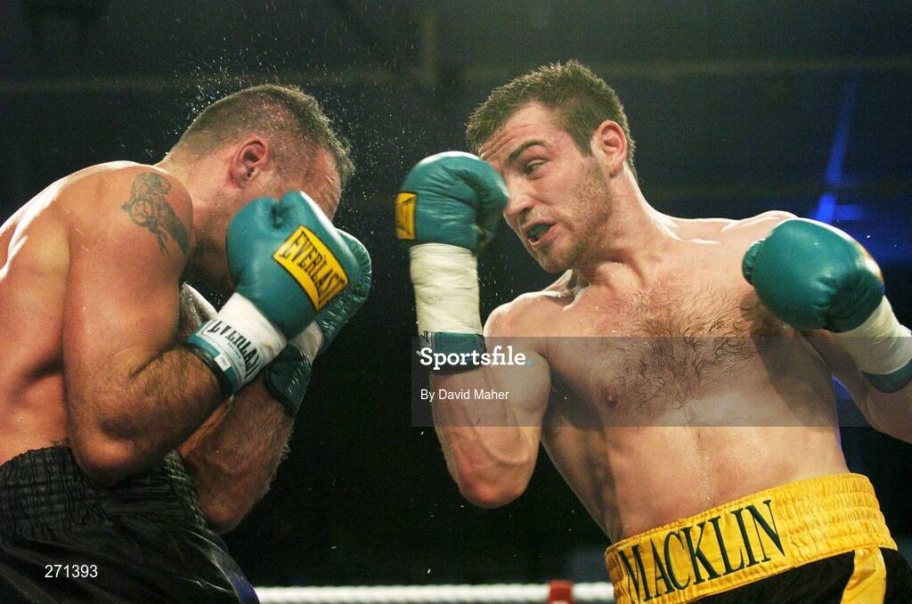 20 October 2007; England's Matthew Macklin, right, in action against Alessio Furlan, Italy. Hunky Dorys Fight Night, Matthew Macklin v Alessio Furlan, International Middleweight contest, National Stadium, Dublin. Picture credit; David Maher / SPORTSFILE