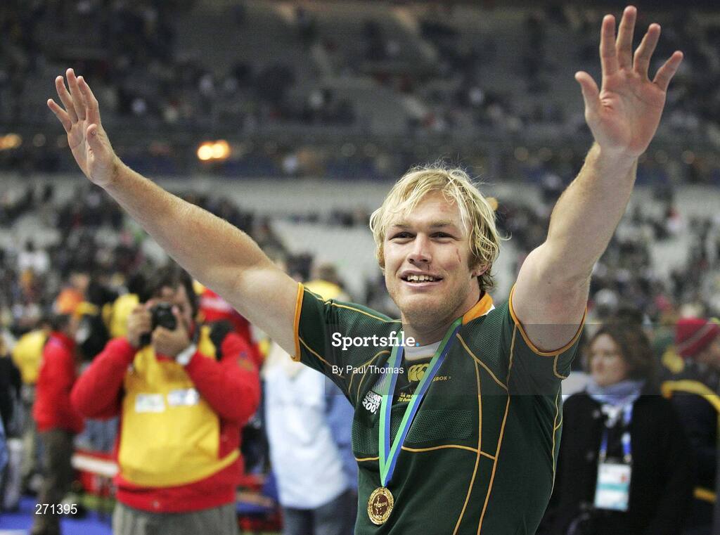 20 October 2007; South Africa's Schalk Burger celebrate after the game. Rugby World Cup Final, South Africa v England,Stade de France, Paris. Picture credit; Paul Thomas / SPORTSFILE