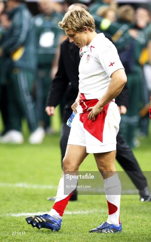 20 October 2007; England's Jonny Wilkinson shows his dejection after the game. Rugby World Cup Final, South Africa v England,Stade de France, Paris. Picture credit; Richard Lane / SPORTSFILE