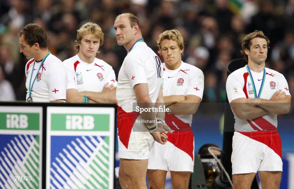 20 October 2007; Dejected England team. Rugby World Cup Final, South Africa v England,Stade de France, Paris. Picture credit; Richard Lane / SPORTSFILE