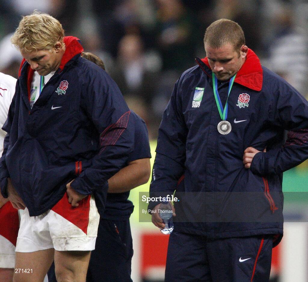 20 October 2007; England's Lewis Moody and Phil Vickery show their dejection. Rugby World Cup Final, South Africa v England,Stade de France, Paris. Picture credit; Paul Thomas / SPORTSFILE