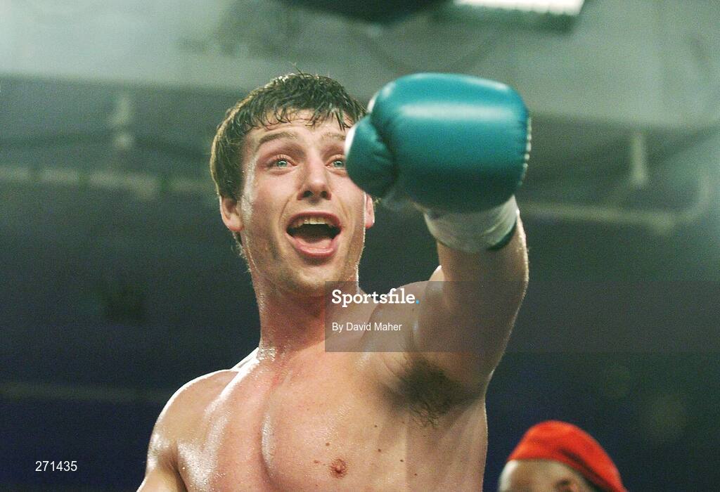 20 October 2007; John Duddy celebrates at the end of the fight after victory over Prince Arron. Hunky Dorys Fight Night, John Duddy v Prince Arron. National Stadium, Dublin. Picture credit; David Maher / SPORTSFILE
