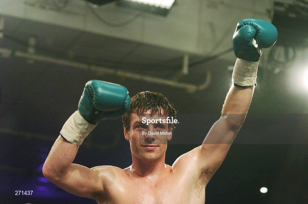 20 October 2007; John Duddy celebrates at the end of the fight after victory over Prince Arron. Hunky Dorys Fight Night, John Duddy v Prince Arron. National Stadium, Dublin. Picture credit; David Maher / SPORTSFILE
