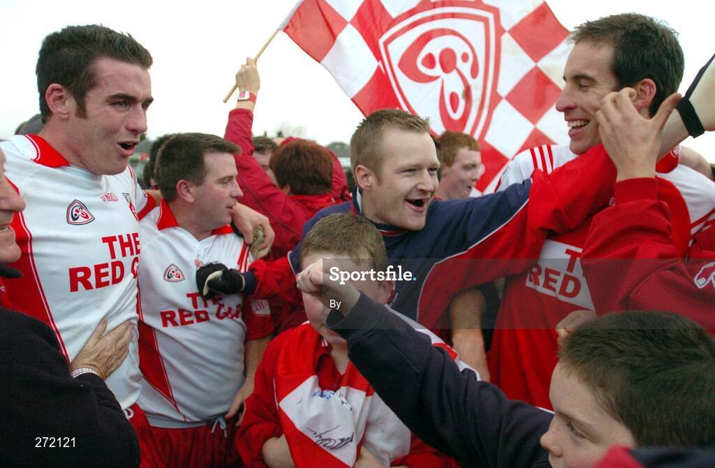 28 October 2007; Killererin's Micheal Keane, Tommie Joyce, and Alan Keane celebrate victory. Galway Club Football Championship Final, Miltown v Killererin, Pearse Stadium, Galway. Picture credit; Ray Ryan / SPORTSFILE