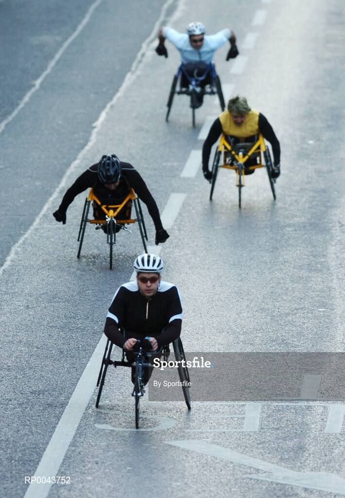 29 October 2007; Wcheelchair ompetiors start off in the adidas Dublin City Marathon 2007, Merrion Square, Dublin. Photo by Sportsfile  *** Local Caption ***