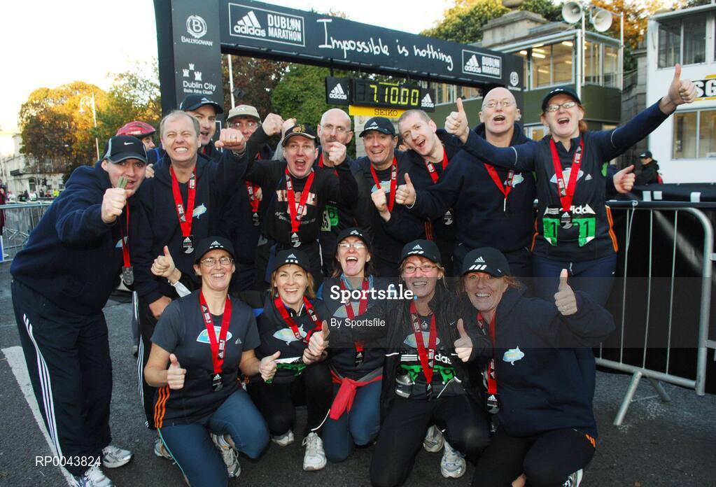 29 October 2007; The 15 members of the O'Donoghue family from Birr after they completed the marathon in an attempt to enter the Guinness Book of Records by being the largest family to compete in a marathon. adidas Dublin City Marathon 2007, Merrion Square, Dublin. Photo by Sportsfile  *** Local Caption ***
