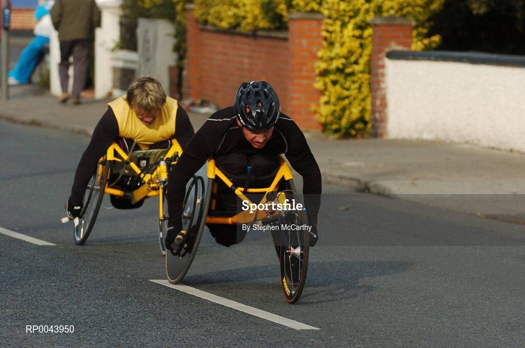29 October 2007; Jim Corbett, from Northern Ireland, leads Paul Hannon, from Dublin, through Walkinstown during the adidas Dublin City Marathon 2007, Merrion Square, Dublin. Picture credit: Stephen McCarthy / SPORTSFILE