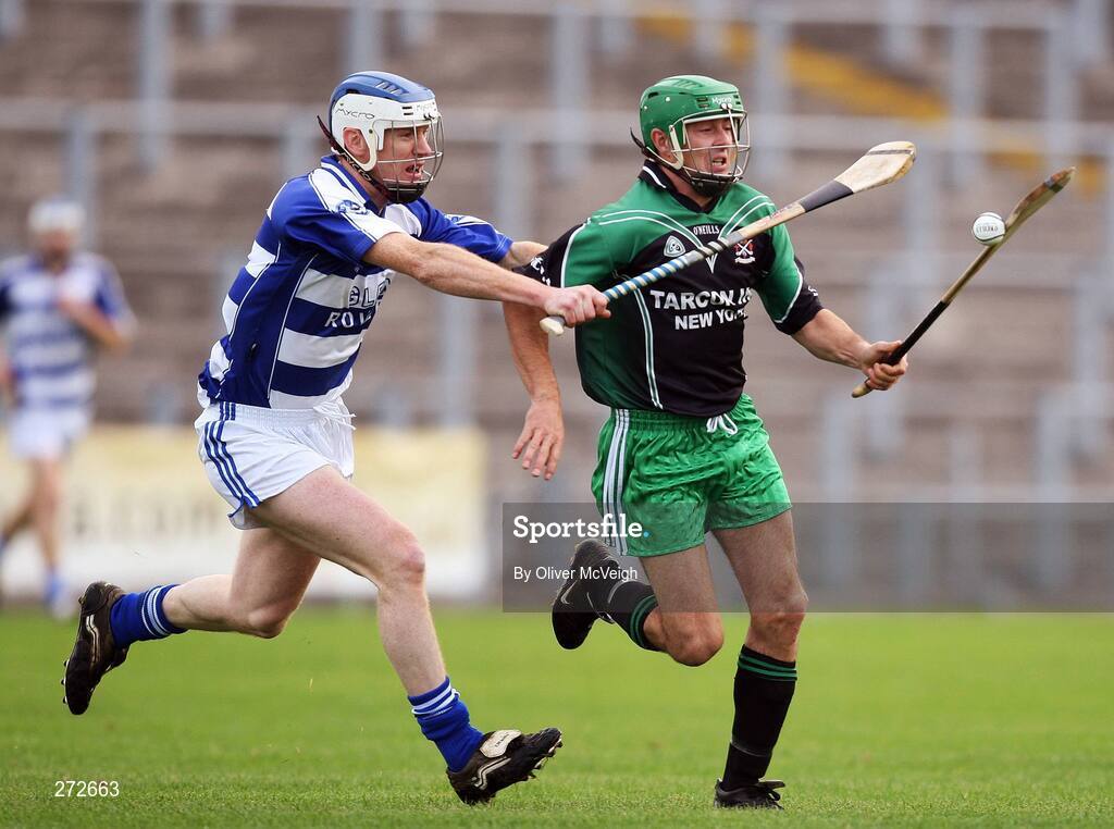 4 November 2007; Seamus Bailey, Armoy, in action against Martin Callaghan, Setanta. Ulster Junior Hurling Club Championship Final, Armoy v Setanta, Casement Park, Belfast, Co. Antrim. Picture credit: Oliver McVeigh / SPORTSFILE