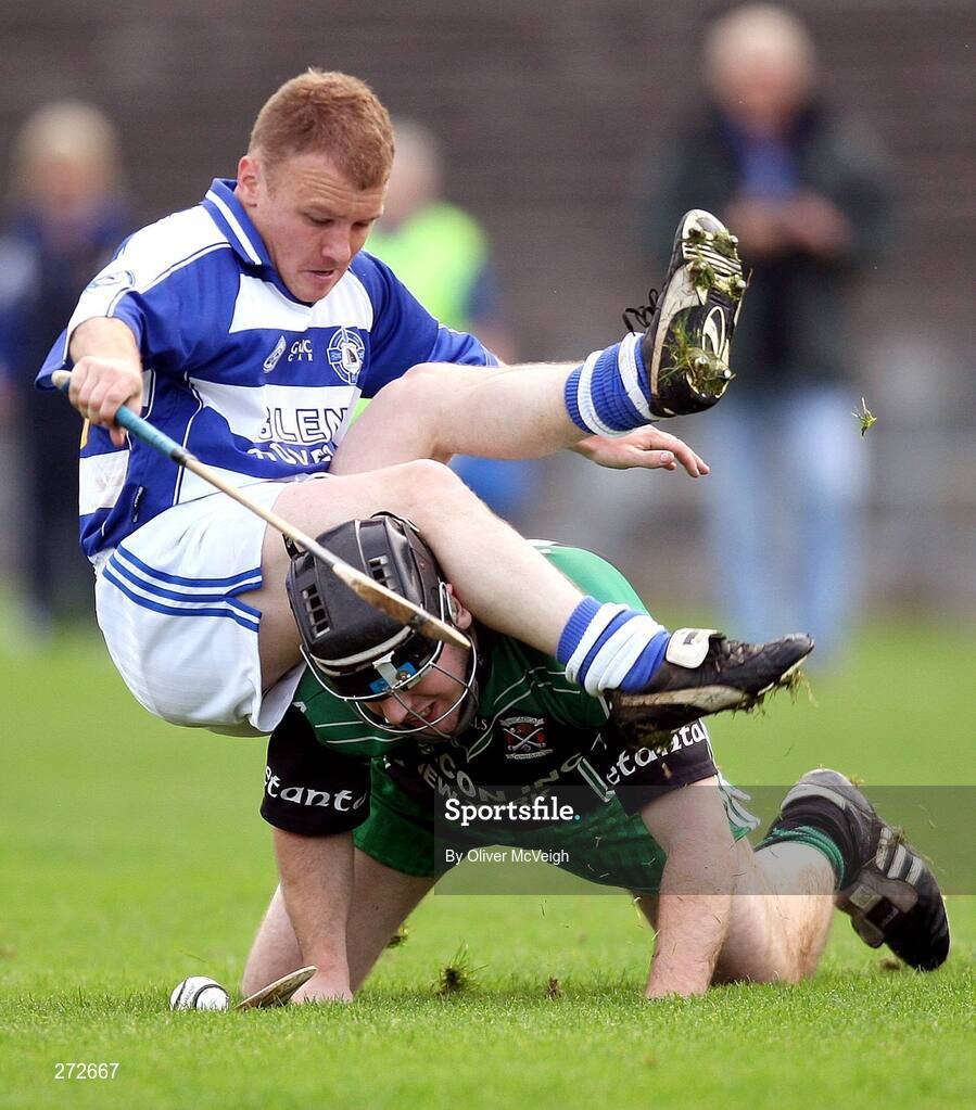 4 November 2007; Lee Forsythe, Armoy, in action against  Michael Lafferty, Setanta. Ulster Junior Hurling Club Championship Final, Armoy v Setanta, Casement Park, Belfast, Co. Antrim. Picture credit: Oliver McVeigh / SPORTSFILE
