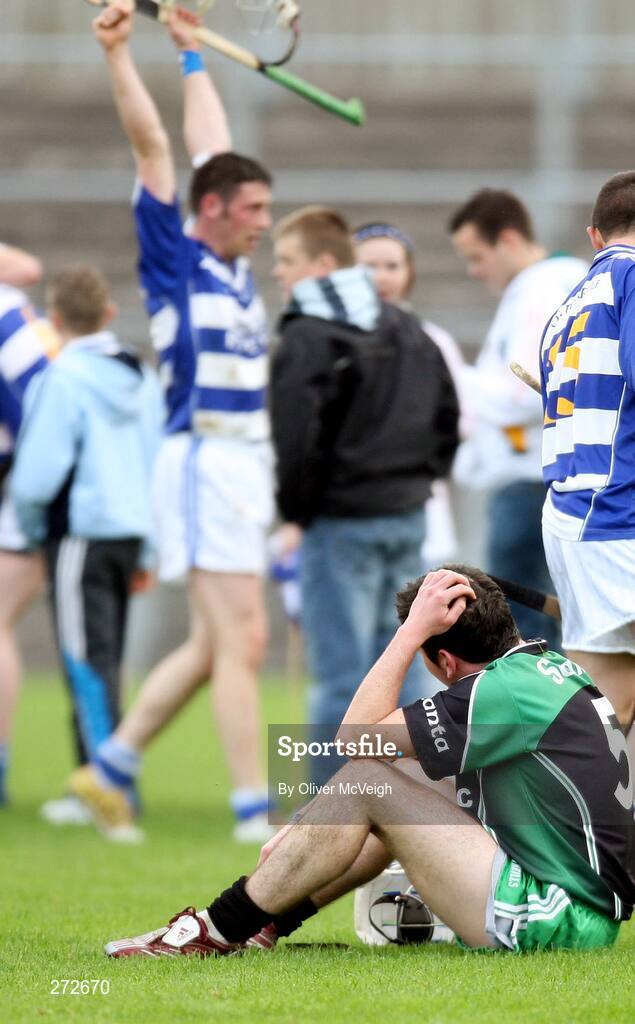 4 November 2007; A dejected James Callaghan, Setanta, after the final whistle. Ulster Junior Hurling Club Championship Final, Armoy v Setanta, Casement Park, Belfast, Co. Antrim. Picture credit: Oliver McVeigh / SPORTSFILE