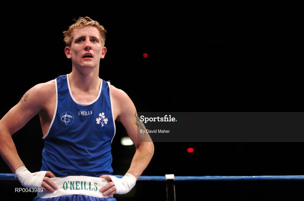 31 October 2007; A disappointed Eric Donovan, Athy, Co. Kildare, after losing to Domenico Valentino, Italy. AIBA World Boxing Championships Chicago 2007, Light 60 kg, Eric Donovan.v. Domenico Valentino, University of Illinois, Chicago Pavilion, Chicago, USA. Picture credit: David Maher / SPORTSFILE