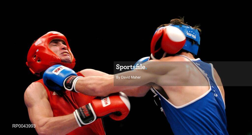 31 October 2007; Kenneth Egan, right, Dublin, Ireland, in action against Marijo Sivolija, Croatia. AIBA World Boxing Championships Chicago 2007, Light Heavy 81 kg, Kenneth Egan.v.Marijo Sivolija, University of Illinois, Chicago Pavilion, Chicago, USA. Picture credit: David Maher / SPORTSFILE