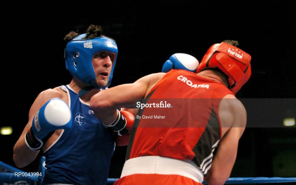 31 October 2007; Kenneth Egan, left, Dublin, Ireland, in action against Marijo Sivolija, Croatia. AIBA World Boxing Championships Chicago 2007, Light Heavy 81 kg, Kenneth Egan.v.Marijo Sivolija, University of Illinois, Chicago Pavilion, Chicago, USA. Picture credit: David Maher / SPORTSFILE
