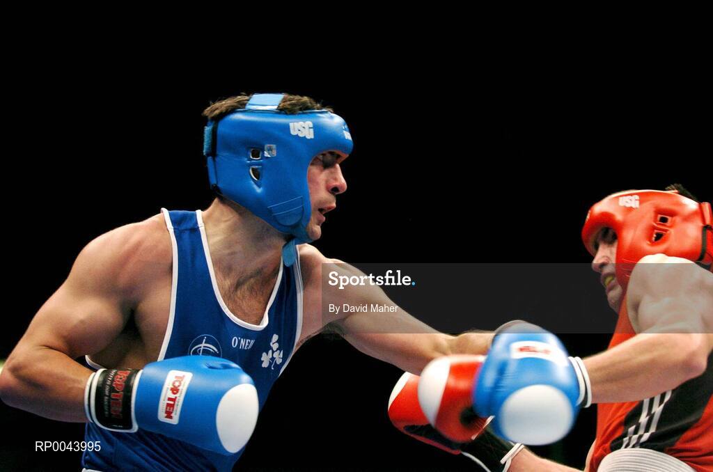 31 October 2007; Kenneth Egan, left, Dublin, Ireland, in action against Marijo Sivolija, Croatia. AIBA World Boxing Championships Chicago 2007, Light Heavy 81 kg, Kenneth Egan.v.Marijo Sivolija, University of Illinois, Chicago Pavilion, Chicago, USA. Picture credit: David Maher / SPORTSFILE
