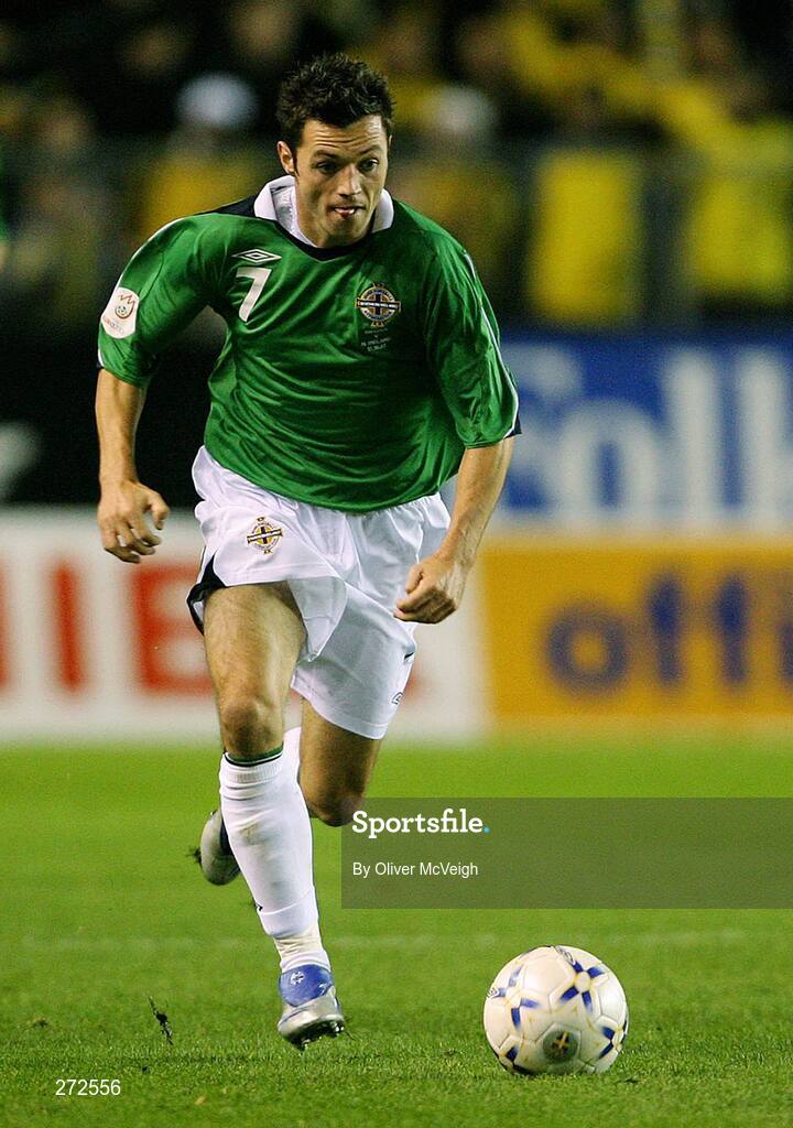 17 October 2007; Ivan Sproule, Northern Ireland. 2008 European Championship Qualifier, Sweden v Northern Ireland, Rasunda Stadium, Solna, Stockholm, Sweden. Picture credit; Oliver McVeigh / SPORTSFILE