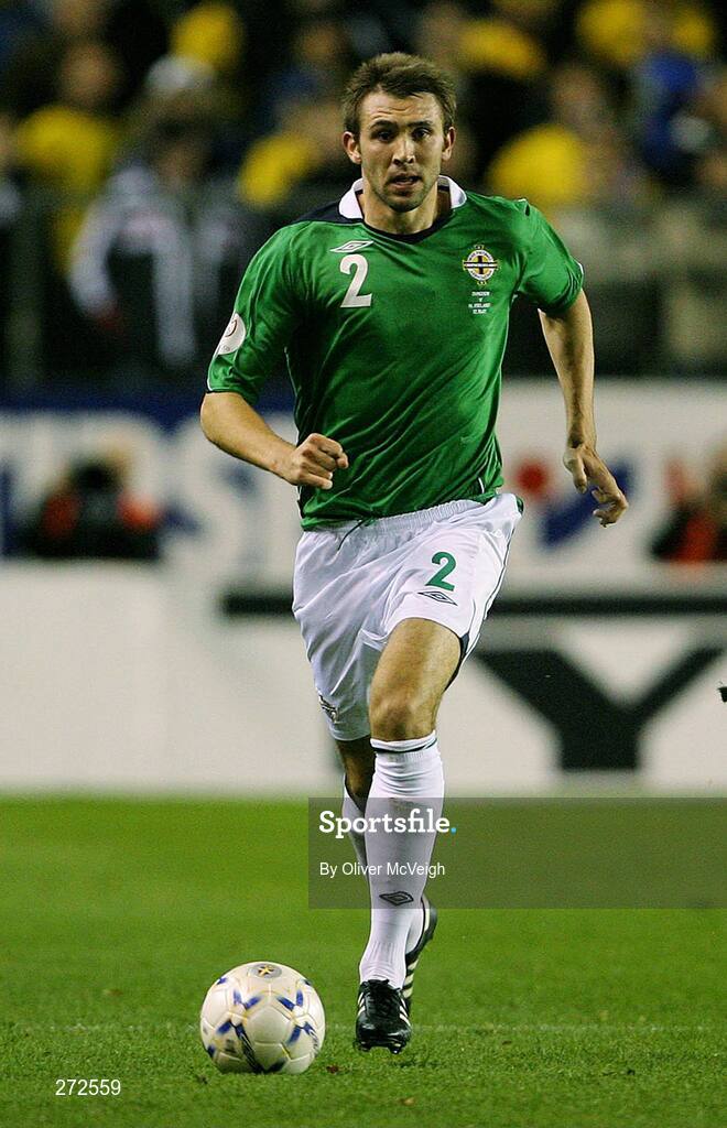 17 October 2007; Gareth McAuley, Northern Ireland. 2008 European Championship Qualifier, Sweden v Northern Ireland, Rasunda Stadium, Solna, Stockholm, Sweden. Picture credit; Oliver McVeigh / SPORTSFILE