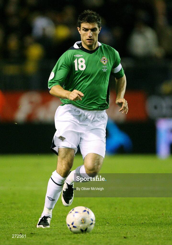 17 October 2007; Aaron Hughes, Northern Ireland. 2008 European Championship Qualifier, Sweden v Northern Ireland, Rasunda Stadium, Solna, Stockholm, Sweden. Picture credit; Oliver McVeigh / SPORTSFILE