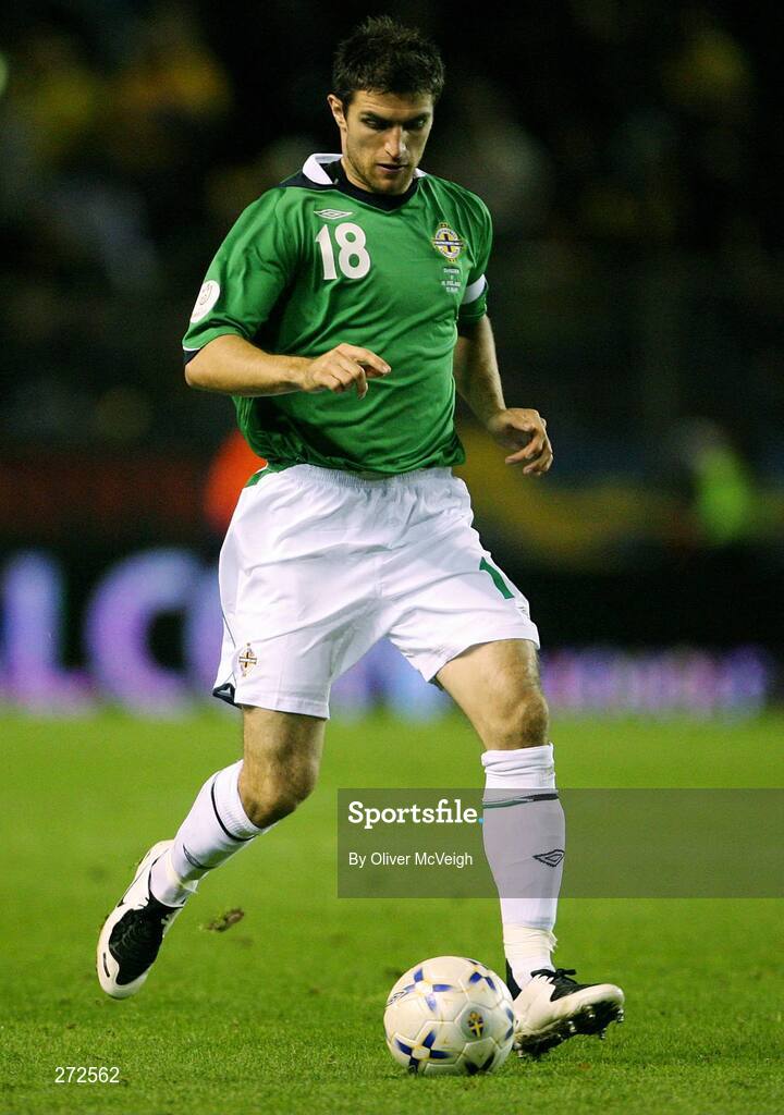 17 October 2007; Aaron Hughes, Northern Ireland. 2008 European Championship Qualifier, Sweden v Northern Ireland, Rasunda Stadium, Solna, Stockholm, Sweden. Picture credit; Oliver McVeigh / SPORTSFILE