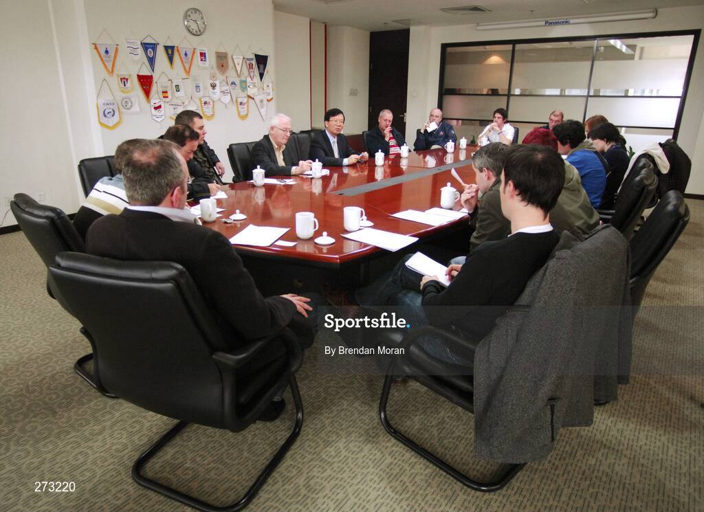12 November 2007; Mr. Sun Weide, Deputy Director, Media and Communications Department, Beijing Organising Committee for the Games of the XXIX Olympiad speaking to Irish journalists during preparations in Beijing ahead of the 2008 Summer Olympic Games. The 2008 Summer Olympics, officially known as the Games of the XXIX Olympiad, will be take place from the 8th August 2008 to 24th August 2008, at the Beijing National Stadium in Beijing, China. Beijing, China. Picture credit: Brendan Moran / SPORTSFILE