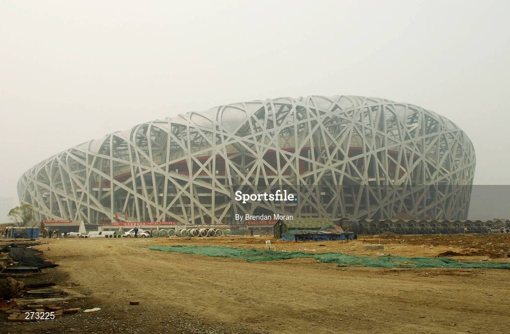 12 November 2007; A general view of the National Stadium during preparations in Beijing ahead of the 2008 Summer Olympic Games. The 2008 Summer Olympics, officially known as the Games of the XXIX Olympiad, will be take place from the 8th August 2008 to 24th August 2008, at the Beijing National Stadium in Beijing, China. Beijing, China. Picture credit: Brendan Moran / SPORTSFILE