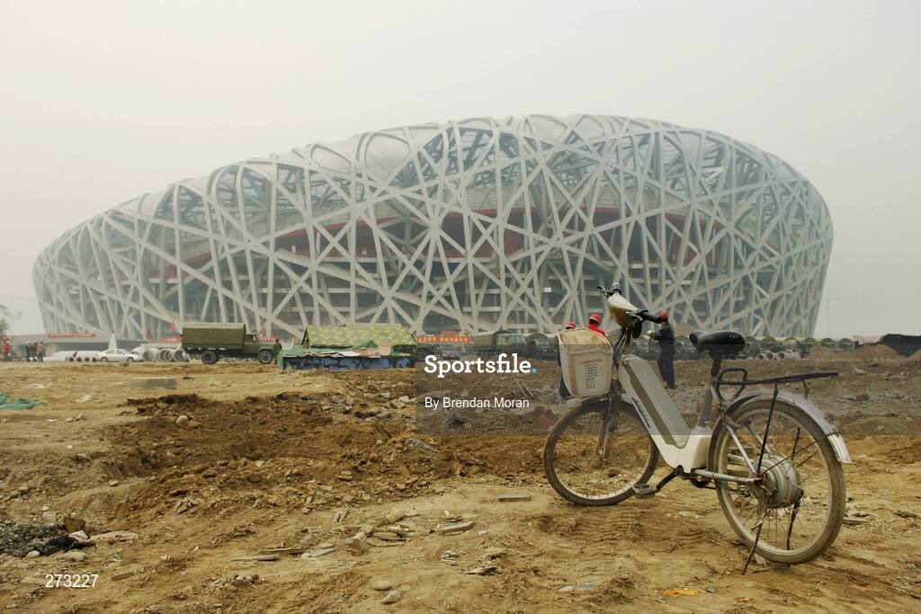 12 November 2007; A general view of the National Stadium during preparations in Beijing ahead of the 2008 Summer Olympic Games. The 2008 Summer Olympics, officially known as the Games of the XXIX Olympiad, will be take place from the 8th August 2008 to 24th August 2008, at the Beijing National Stadium in Beijing, China. Beijing, China. Picture credit: Brendan Moran / SPORTSFILE
