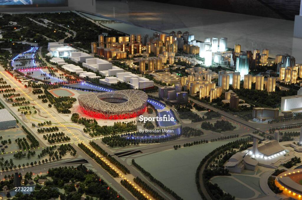 12 November 2007; A model of the Olympic Green, including the National Stadium during preparations in Beijing ahead of the 2008 Summer Olympic Games. The 2008 Summer Olympics, officially known as the Games of the XXIX Olympiad, will be take place from the 8th August 2008 to 24th August 2008, at the Beijing National Stadium in Beijing, China. Beijing, China. Picture credit: Brendan Moran / SPORTSFILE