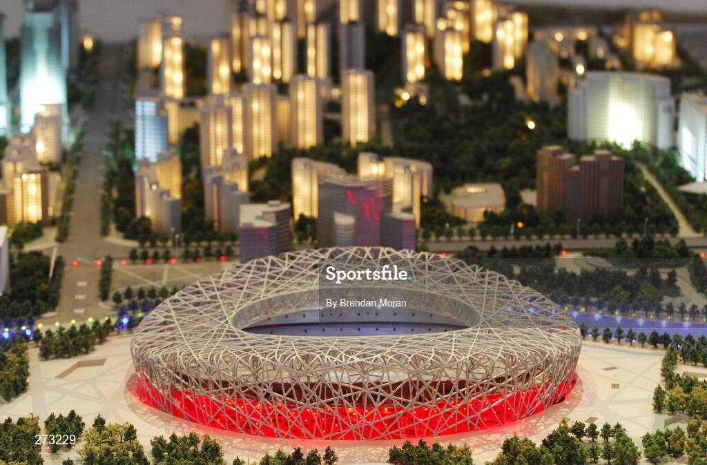 12 November 2007; A model of the Olympic Green, including the National Stadium during preparations in Beijing ahead of the 2008 Summer Olympic Games. The 2008 Summer Olympics, officially known as the Games of the XXIX Olympiad, will be take place from the 8th August 2008 to 24th August 2008, at the Beijing National Stadium in Beijing, China. Beijing, China. Picture credit: Brendan Moran / SPORTSFILE