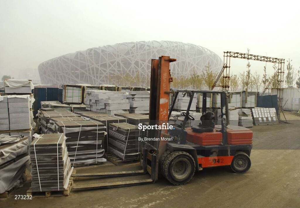 12 November 2007; Building materials near the National Stadium during preparations in Beijing ahead of the 2008 Summer Olympic Games. The 2008 Summer Olympics, officially known as the Games of the XXIX Olympiad, will be take place from the 8th August 2008 to 24th August 2008, at the Beijing National Stadium in Beijing, China. Beijing, China. Picture credit: Brendan Moran / SPORTSFILE