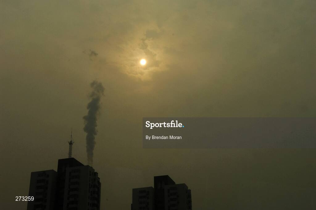 12 November 2007; The sun attempts to shine through pollution smog in Beijing during preparations ahead of the 2008 Summer Olympic Games. The 2008 Summer Olympics, officially known as the Games of the XXIX Olympiad, will be take place from the 8th August 2008 to 24th August 2008, at the Beijing National Stadium in Beijing, China. Beijing, China. Picture credit: Brendan Moran / SPORTSFILE