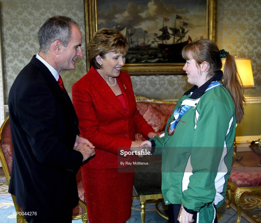 8 November 2007; Lesley Farmer, from Lisburn, Co. Antrim, a TEAM Ireland member, at a reception in Aras an Uachtarain hosted by President Mary McAleese and Dr. Martin McAleese, to celebrate their triumphs at the 2007 Special Olympics World Summer Games, held recently in Shanghai, China. Aras an Uachtarain, Phoenix Park, Dublin. Picture credit: Ray McManus / SPORTSFILE
