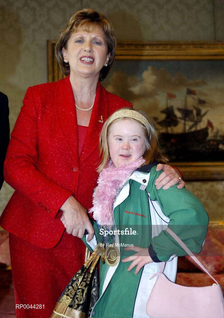 8 November 2007; Caitilin McCollum, from Belfast, Co. Antrim, a TEAM Ireland member, who attended a reception in Aras an Uachtarain hosted by President Mary McAleese and Dr. Martin McAleese, to celebrate their triumphs at the 2007 Special Olympics World Summer Games, held recently in Shanghai, China. Aras an Uachtarain, Phoenix Park, Dublin. Picture credit: Ray McManus / SPORTSFILE