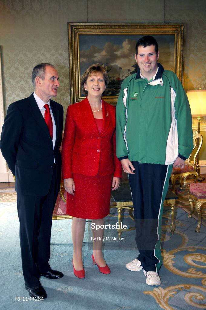 8 November 2007; Kyle Herron, from Portadwon, Co. Armagh, a TEAM Ireland member, who attended a reception in Aras an Uachtarain hosted by President Mary McAleese and Dr. Martin McAleese, to celebrate their triumphs at the 2007 Special Olympics World Summer Games, held recently in Shanghai, China. Aras an Uachtarain, Phoenix Park, Dublin. Picture credit: Ray McManus / SPORTSFILE