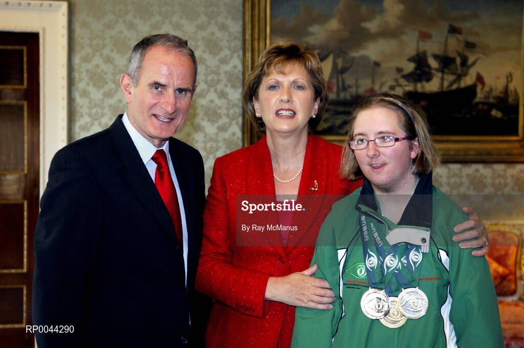 8 November 2007; Sarah Kate Jordan, from Carlow, a TEAM Ireland member, who attended a reception in Aras an Uachtarain hosted by President Mary McAleese and Dr. Martin McAleese, to celebrate their triumphs at the 2007 Special Olympics World Summer Games, held recently in Shanghai, China. Aras an Uachtarain, Phoenix Park, Dublin. Picture credit: Ray McManus / SPORTSFILE