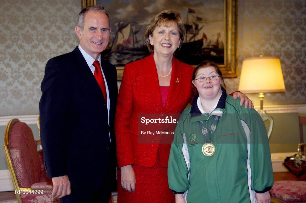 8 November 2007; Maeve Long, from Mallow, Co. Cork, a TEAM Ireland member, who attended a reception in Aras an Uachtarain hosted by President Mary McAleese and Dr. Martin McAleese, to celebrate their triumphs at the 2007 Special Olympics World Summer Games, held recently in Shanghai, China. Aras an Uachtarain, Phoenix Park, Dublin. Picture credit: Ray McManus / SPORTSFILE