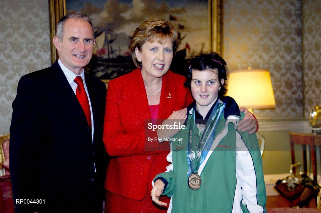 8 November 2007; Pamela Collins, from Kanturk, Co. Cork, a TEAM Ireland member, who attended a reception in Aras an Uachtarain hosted by President Mary McAleese and Dr. Martin McAleese, to celebrate their triumphs at the 2007 Special Olympics World Summer Games, held recently in Shanghai, China. Aras an Uachtarain, Phoenix Park, Dublin. Picture credit: Ray McManus / SPORTSFILE