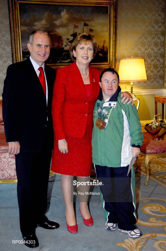 8 November 2007; Pat Dorgan, from Redemption Road, Co. Cork, a TEAM Ireland member, who attended a reception in Aras an Uachtarain hosted by President Mary McAleese and Dr. Martin McAleese, to celebrate their triumphs at the 2007 Special Olympics World Summer Games, held recently in Shanghai, China. Aras an Uachtarain, Phoenix Park, Dublin. Picture credit: Ray McManus / SPORTSFILE