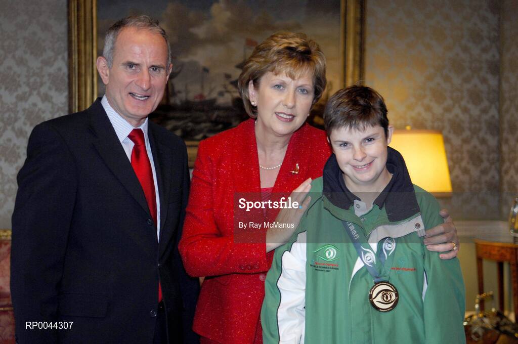 8 November 2007; Ruth Suzanne O'Mahony, from Ballintemple, Co. Cork, and TEAM Ireland, who attended a reception in Aras an Uachtarain hosted by President Mary McAleese and Dr. Martin McAleese, to celebrate their triumphs at the 2007 Special Olympics World Summer Games, held recently in Shanghai, China. Aras an Uachtarain, Phoenix Park, Dublin. Picture credit: Ray McManus / SPORTSFILE